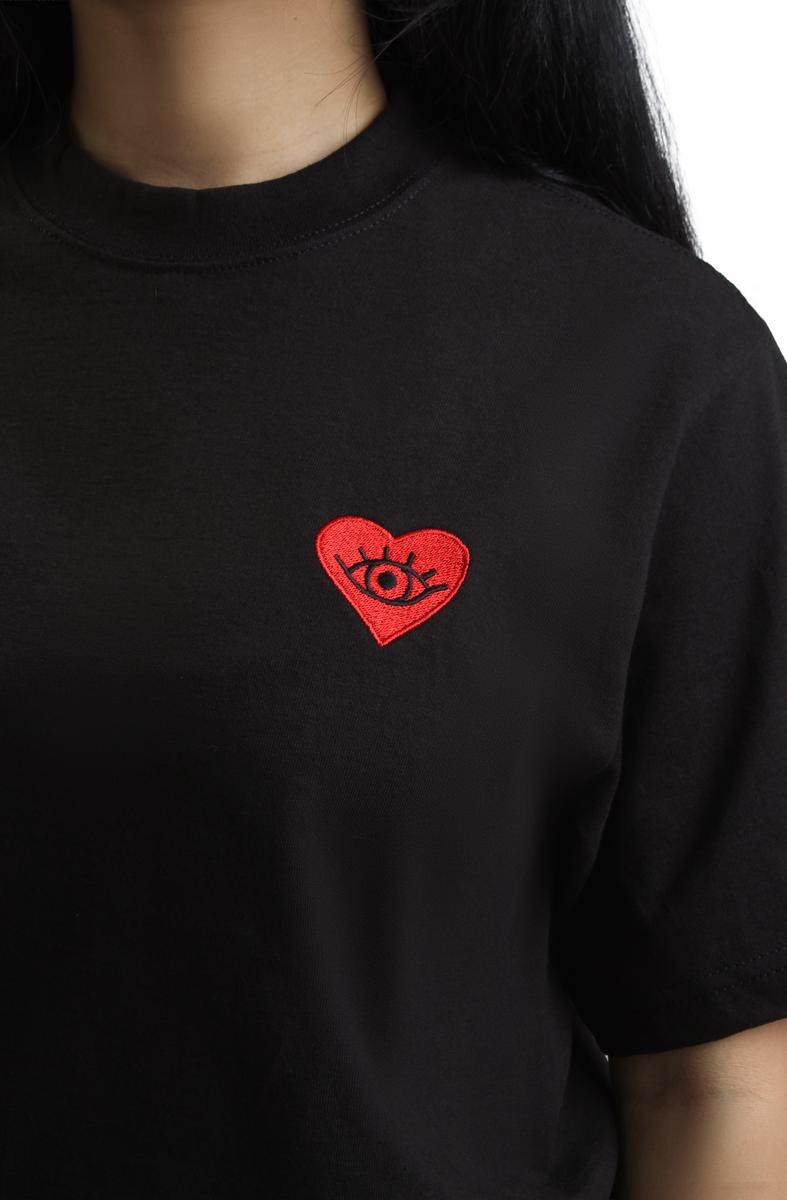 Embroidered Heart Heavy T-Shirt Image 5