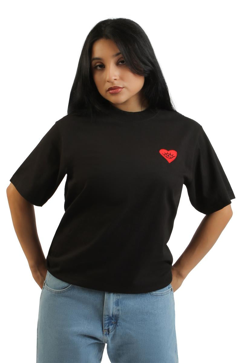 Embroidered Heart Heavy T-Shirt Image 1